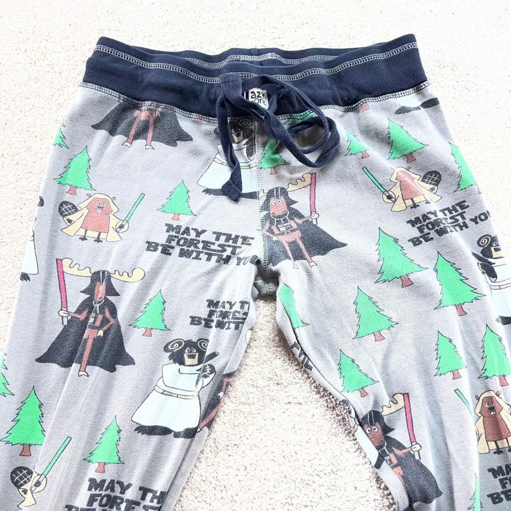 Lazy One Pajama Pants Kids XL Grey May the Forest Be With You Star Wars Parody‎